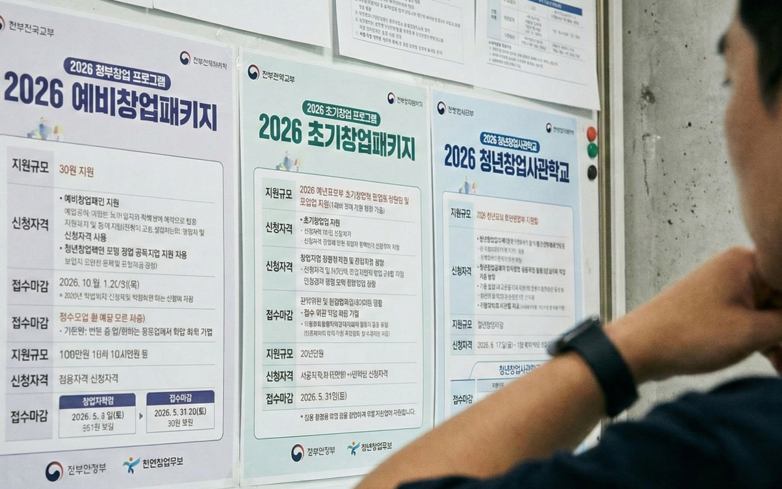 2026년 정부지원사업 공고를 비교 분석하는 모습