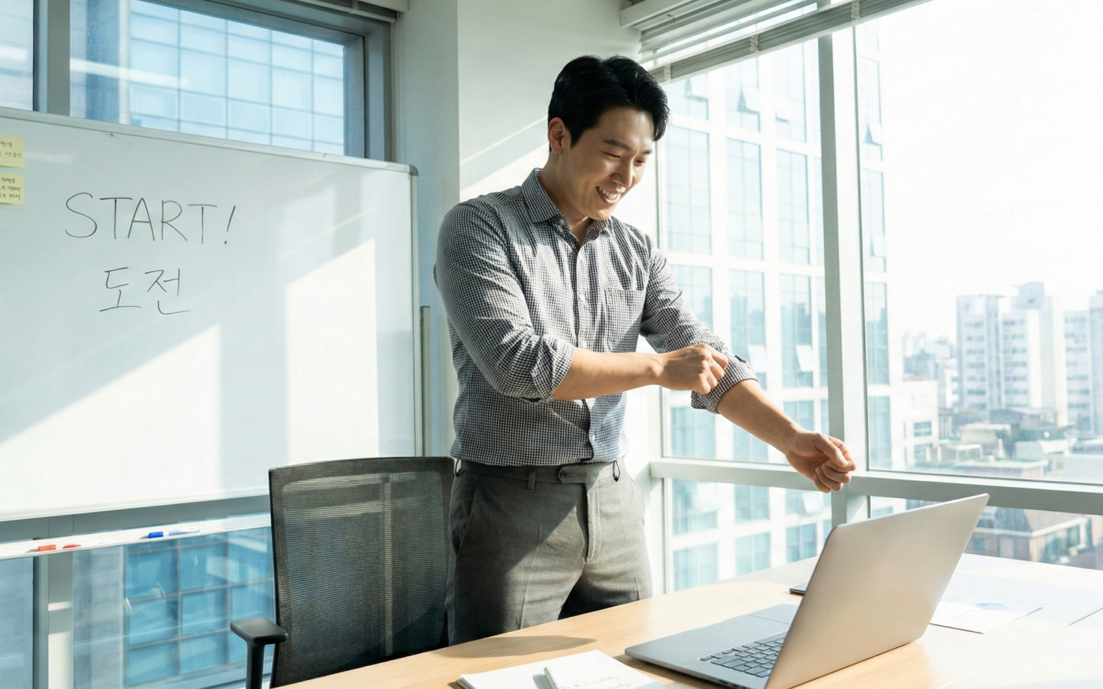 아이디어와 현실 사이에서 고민하는 창업자의 모습 일러스트